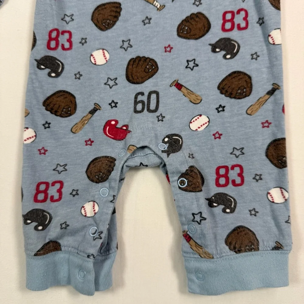 GYMBOREE Baby Boys' Blue Baseball Printed Long Sleeve Romper Playsuit Size‎ 0-3M